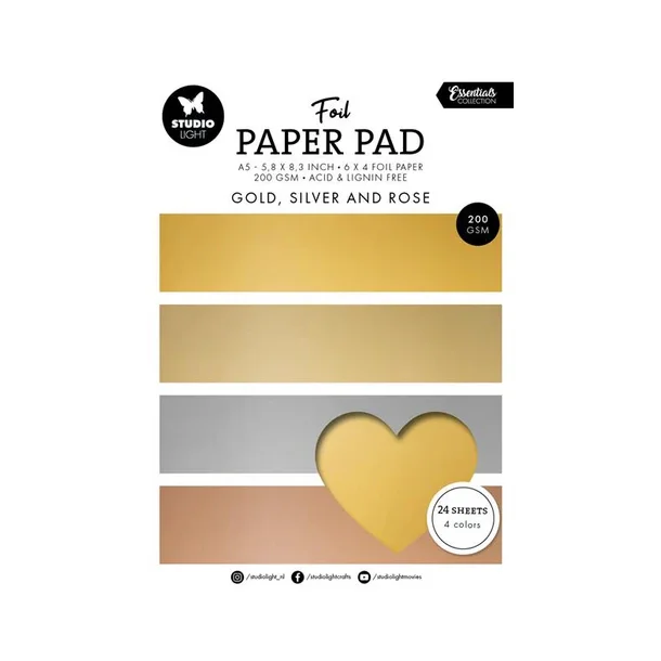  Studio Light Paper Pad "Foil - Gold, Silver and Rose" SL-ES-PP210