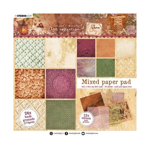 STUDIO LIGHT PAPER PAD 20,3x20,3 cm  Jenines Warm &amp; Cozy nr.09 JMA-WAC-MPP09